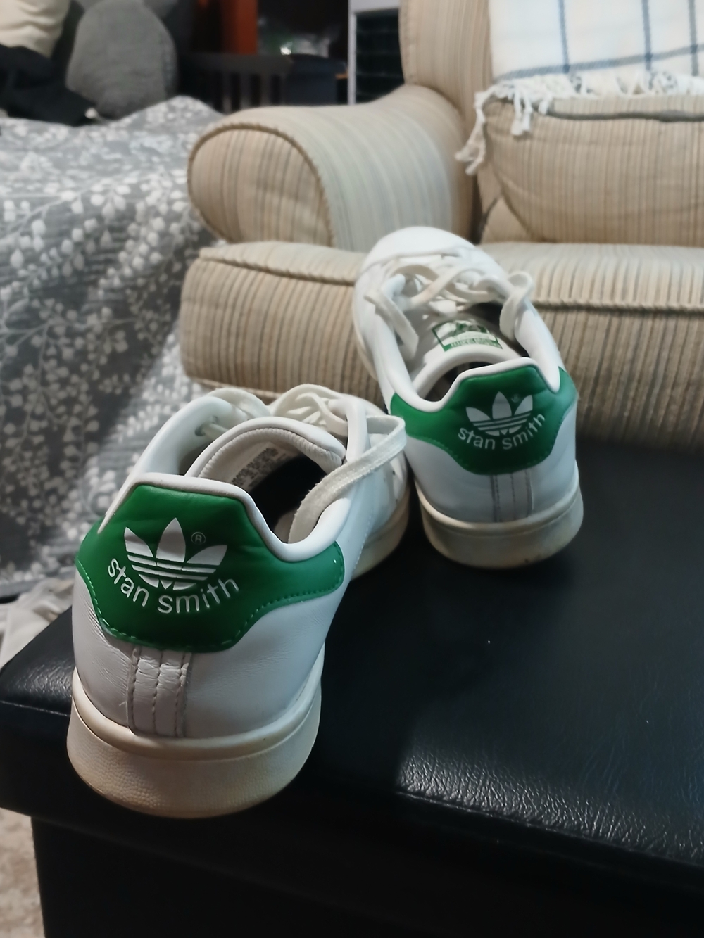 Adidas Stan Smith White Sneakers with Green Heel Tab
